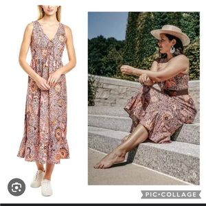 NWT Madewell Lace-Up Ruffle-Hem Midi Dress in Bali Blooms